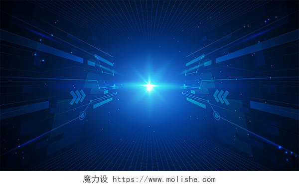 科技感背景科技背景蓝色商务科技几何图形光效背景